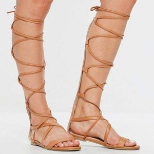 Misguided Gladiator Tan Sandal